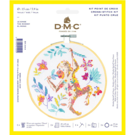 Dmc borduurkit Aap inclusief borduurring 15cm