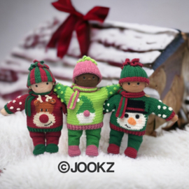 Garen en fournituren pakket foute kersttruien voor pop Guusje  Rudolph-Sneeuwpop-Gnome