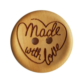 Durable houten knopen: Made with love ♥ 20mm -4 stuks-