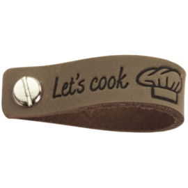 Durable Leren labels met schroefsluiting van 12 x1,5 cm - Let's cook label per 2 stuks