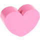 Houten kraal Mini-hart roze effen ''babyproof''