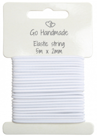 Go Handmade Elastiek koord 2mm White  - 5 meter