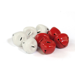 Kerstbelletjes wit en rood 15mm - 8 stuks