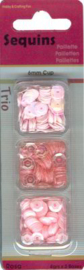 Trio doosje Pailletten roze - 6mm
