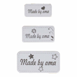Opry Skai-leren Label Made by oma -Grijs 3 labels