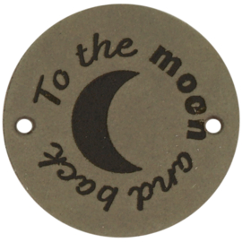 Durable Leren labels rond 3,5cm -To the moon and back per 2 stuks