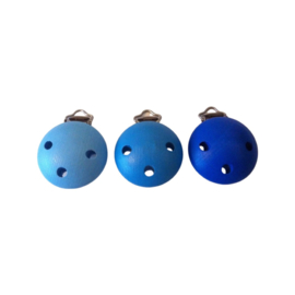 Houten speenclip midden blauw