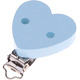 Speenclip houten hart effen gekleurd Babyblauw "Babyproof"