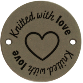 Durable Leren labels rond 3,5cm - Knitted with Love per 2 stuks