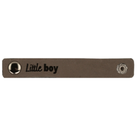 Durable leren label bandje met drukknoop van 10 x 1,5 cm - Little boy per 2 stuks