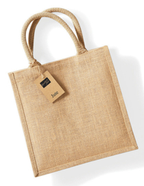 Jute tas natural Midi shopper met natural hengsel