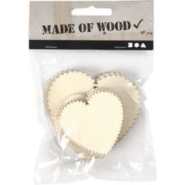 Houten labels - harten - 12 stuks