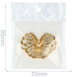 Magnetische Broche vlinder 45mm Goud