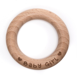 Durable Houten bijtring  70mm x 10mm ♥ Baby Girl ♥