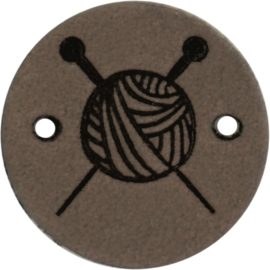 Durable Leren labels rond 2cm - Knitting per 2 stuks