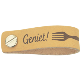 Durable Leren labels met schroefsluiting van 12 x1,5 cm - Geniet! label per 2 stuks