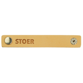 Durable leren label bandje met drukknoop van 10 x 1,5 cm -Stoer per 2 stuks