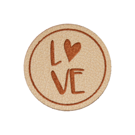 Label rond 25mm met Love - goudkleurig