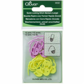 Clover   stitch markers, steekmarkeerders maat L geel/lila