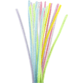 Chenilledraad 6mmGlitter pastel 24 stuks