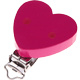 Speenclip houten hart effen gekleurd Fuchsia "Babyproof"