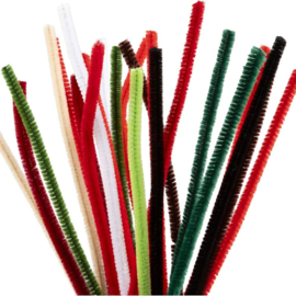 Chenilledraad 6mm Kerstkleuren - 24 stuks in doosje