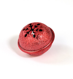 Kerstbel Satin Rood snowflake 35mm - per stuk