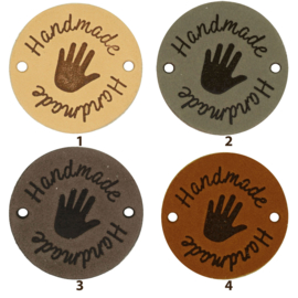 Durable Leren labels rond 3,5cm - Handmade per 2 stuks