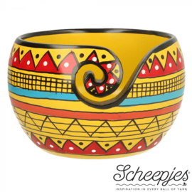 Scheepjes Yarn Bowl Mango Hout 11x12,5cm Yellow Stripe