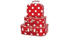 Koffertje Rood met grote witte stippen