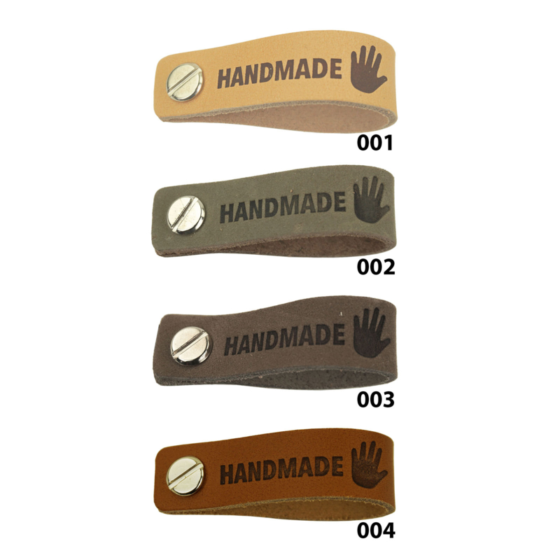 Durable Leren labels met schroefsluiting van 12 x1,5 cm - Handmade label per 2 stuks