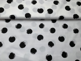 Katoen wit met grote zwarte dot ca. 6,5 meter