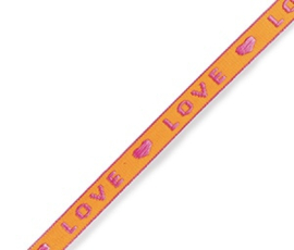 Tekstlint ‘love’ neon oranje-roze