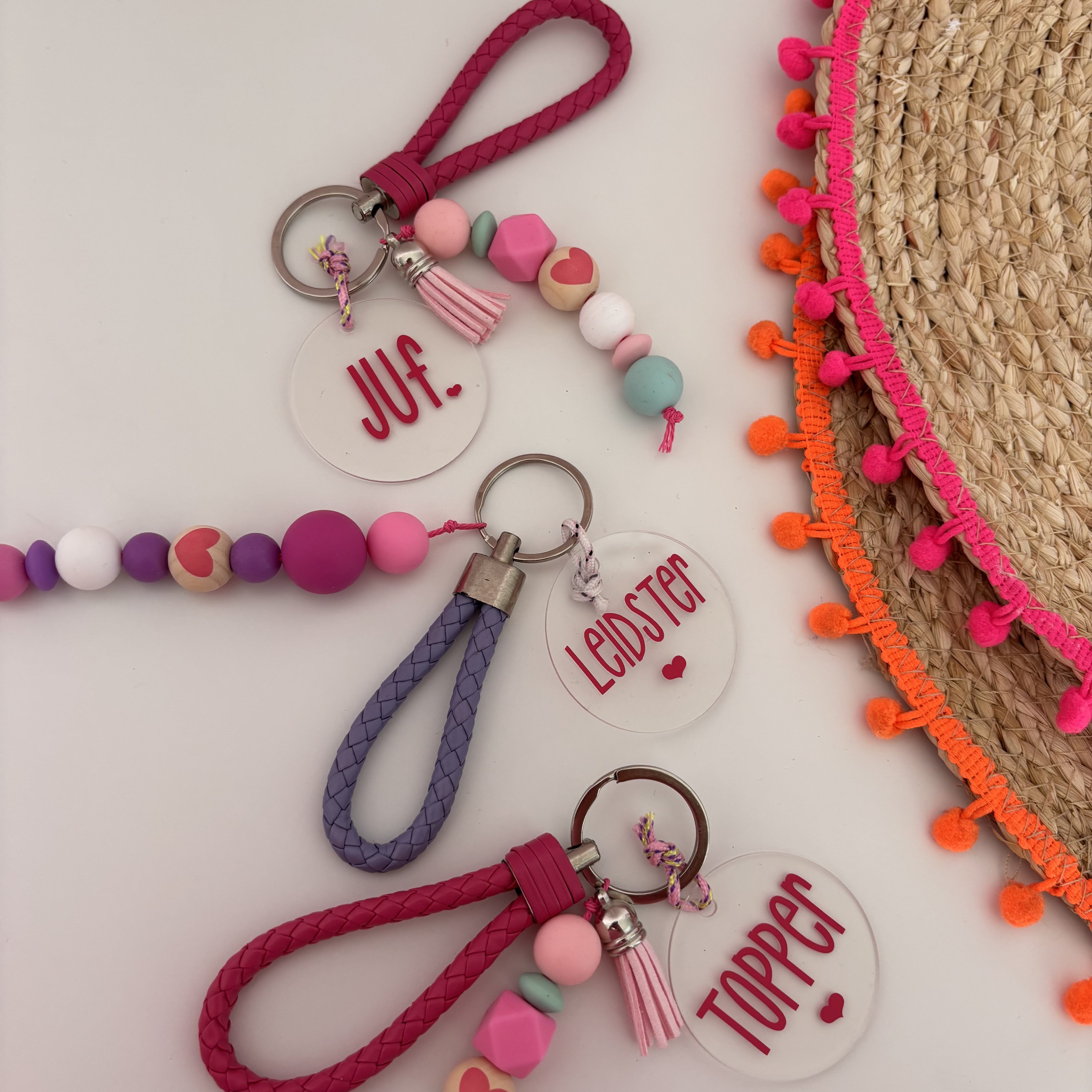 Sleutelhanger juf leidster topper