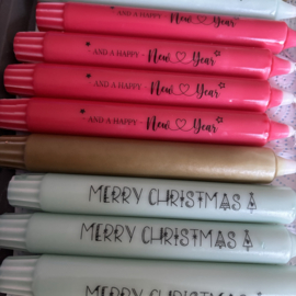 Dinerkaars met tekst - set van 3 - Merry Christmas/NY