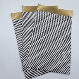 Stripes cadeauzakje 12 x 19 cm wit (per 5)
