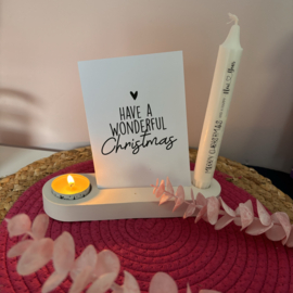 Cadeauset Kandelaar waxine en  kaars - incl kerstkaart