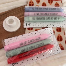 Kaars met tekst - set van 3 - Sint liedjes kleur