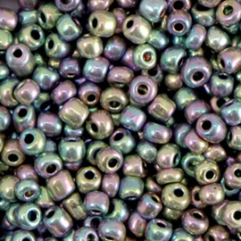 Rocailles 3mm 8/0 10 gram, Metallic shine multicolour silver