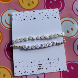 Set Superjuf hartjes parel goud