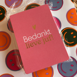 Cadeaulabel Bedankt Juf, 5 stuks