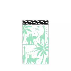 Tropical party cadeauzakje 12 x 19 cm mint (per 5)