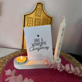Cadeauset Kandelaar waxine en  kaars - incl kerstkaart