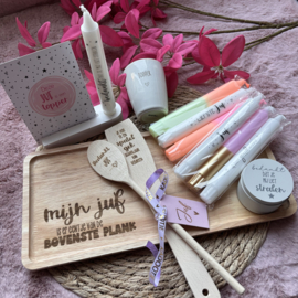 Cadeauset kandelaar Juf