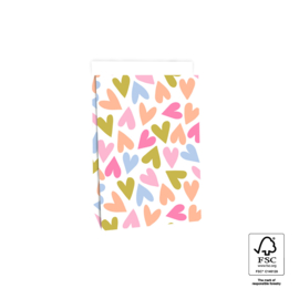 Block Bottom Bags - Hearts Blush 17x10x25 (per 5)
