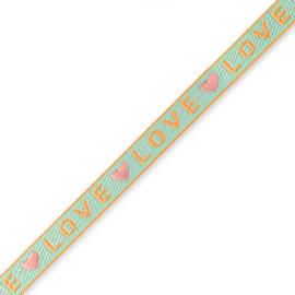 Tekstlint ‘love’ blue-Coralie pink