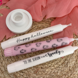 Kaars met tekst - set van 3 - Pink Halloween