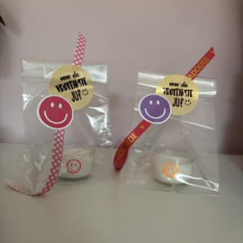 Smiley kaarsje - vrolijkste juf