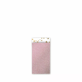 Connecting dots cadeauzakje 7 x 13 cm roze/goud (per 5)