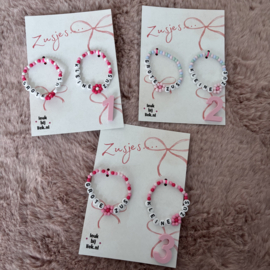 Armbandjes grote zus - kleine zus, set van 2 BLOEM